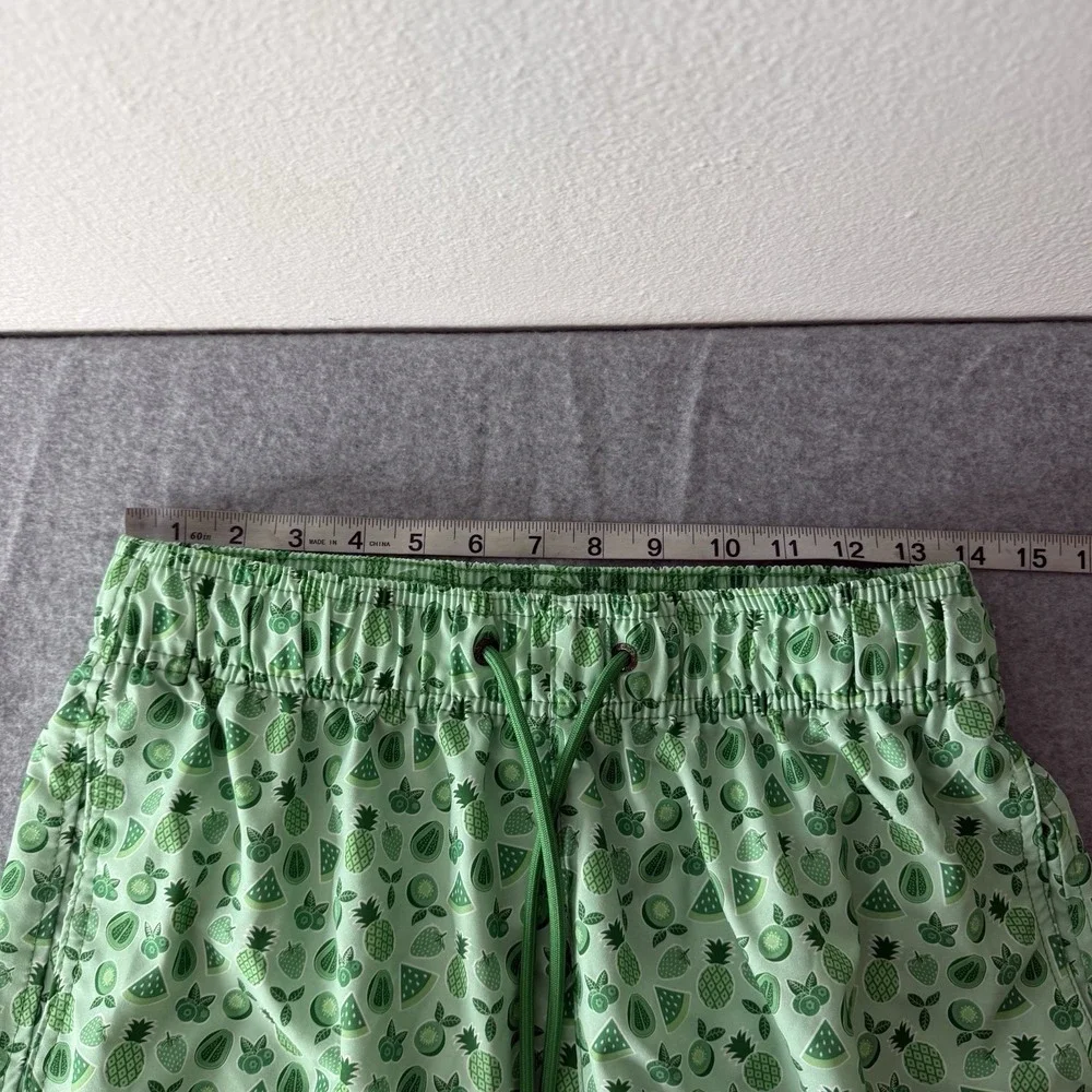 Mr Swim Green Tonal Hybrid Swim Trunks Fruit Men's Medium Lined Beach Pineapple